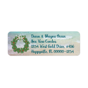 Tropical Christmas Wreath Ocean Skinny Address