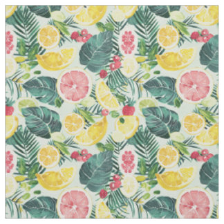 Tropical Citrus & Botanical Seamless Pattern Fabric
