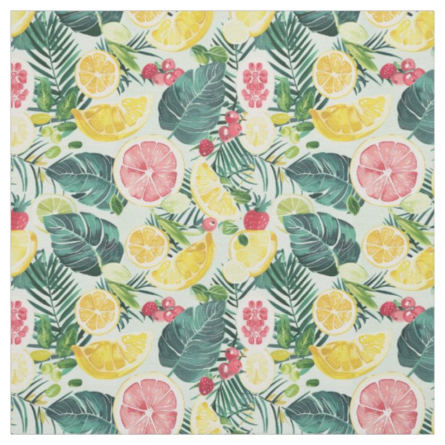 Tropical Citrus & Botanical Seamless Pattern Fabric (Swatch)