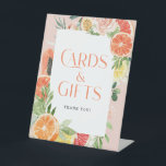 Tropical Citrus Bridal Shower Cards & Gifts Sign<br><div class="desc">Bridal shower Cards & Gifts pedestal tabletop sign. This tropical citrus design features modern elegant fonts (easily change the colours!) and a bouquet of blush florals and tropical citrus fruit including lemon,  lime,  orange,  grapefruit,  and papaya! . See the entire collection for more matching items!</div>