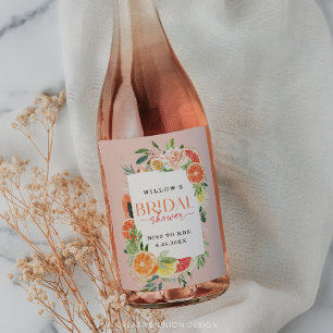 Tropical Citrus Bridal Shower Custom Wine Labels