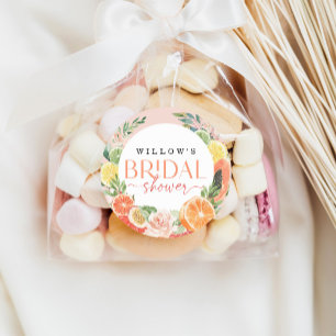 Tropical Citrus Bridal Shower Favour Classic Round Sticker