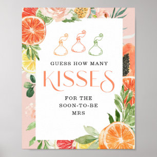 Tropical Citrus Bridal Shower How Many Kisses Sign