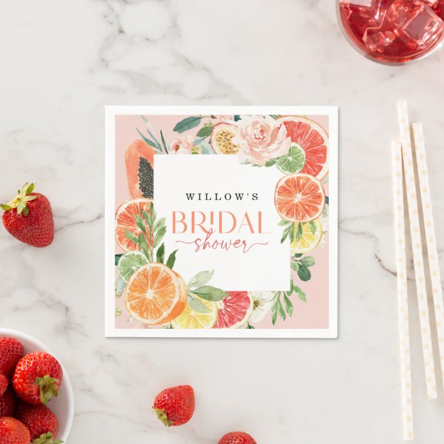 Tropical Citrus Bridal Shower Napkin (Insitu)