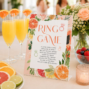Tropical Citrus Bridal Shower Ring Game Sign