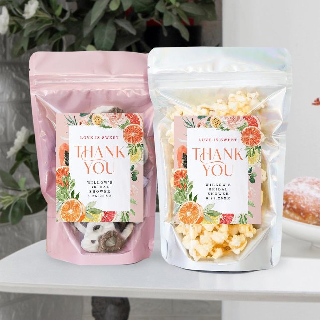 Tropical Citrus Bridal Shower Snack Favour Labels (Creator Uploaded)