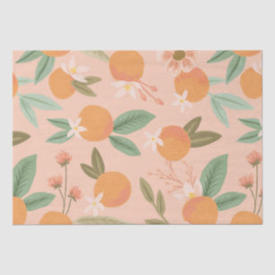 Tropical Citrus Floral Pink Tissue Paper