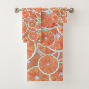 Tropical Citrus Fruit Oranges Tangerine Slices Bath Towel Set