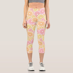 Tropical Citrus Fruit Pattern Capri Leggings