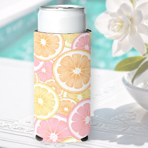 Tropical Citrus Fruit Pattern Summer Colourful Seltzer Can Cooler