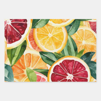 Tropical Citrus Orange Fruit Slices  Wrapping Paper Sheet