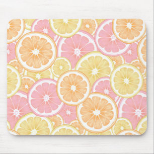 Tropical Citrus Pink Orange Yellow Fruit Summer Mouse Mat