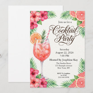 Tropical Citrus Summer Cocktail Party Invitation