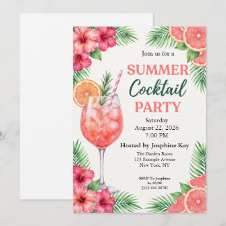 Tropical Citrus Summer Cocktail Party Invitation