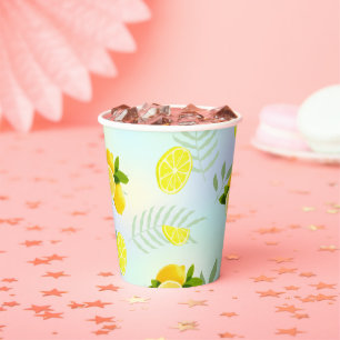 Tropical Citrus summer fresh Orange lemon Slice Paper Cups