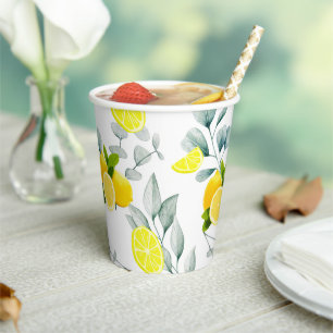 Tropical Citrus summer fresh Orange lemon Slice Paper Cups