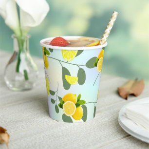 Tropical Citrus summer fresh Orange lemon Slice Paper Cups