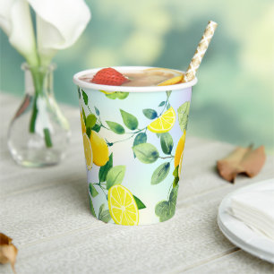 Tropical Citrus summer fresh Orange lemon Slice Paper Cups