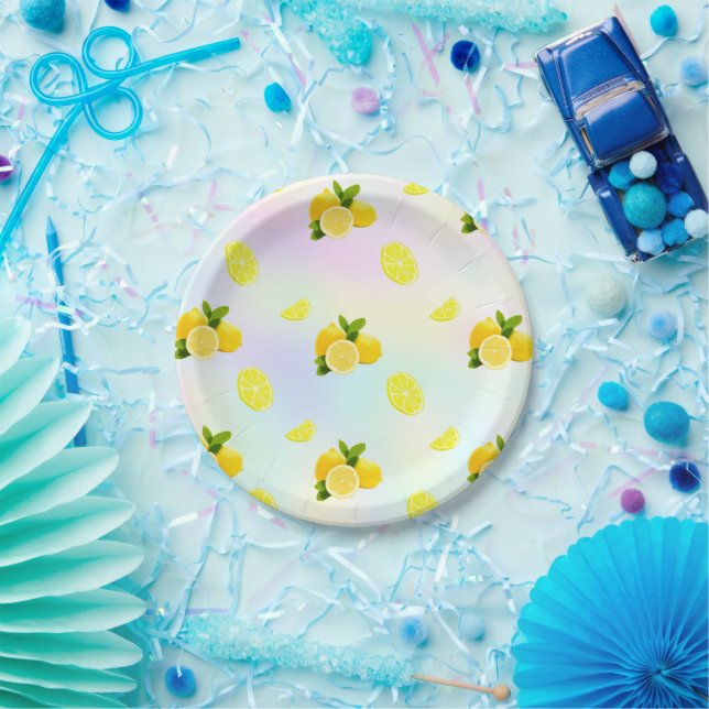 Tropical Citrus summer fresh Orange lemon Slice  Paper Plate (Party)