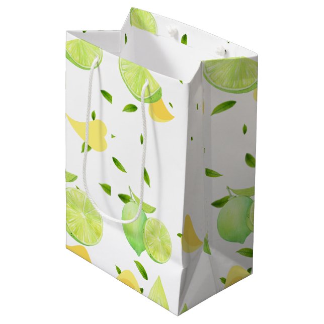 TROPICAL Citrus SUMMER FRUIT Orange lemon Slice  Medium Gift Bag (Front Angled)