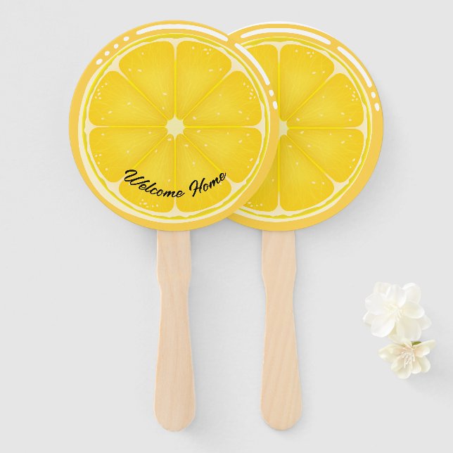 TROPICAL Citrus SUMMER FRUIT Orange lemons Slice Hand Fan (Front and Back)