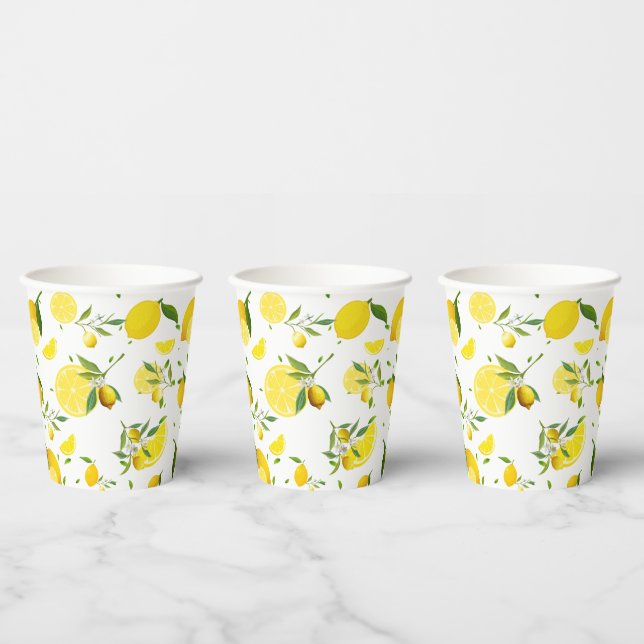 TROPICAL Citrus SUMMER FRUIT Orange lemons Slice  Paper Cups (Multi)