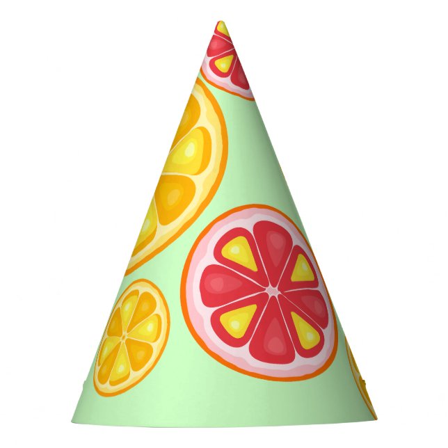 TROPICAL Citrus SUMMER FRUIT Orange lemons Slice Party Hat (Front)