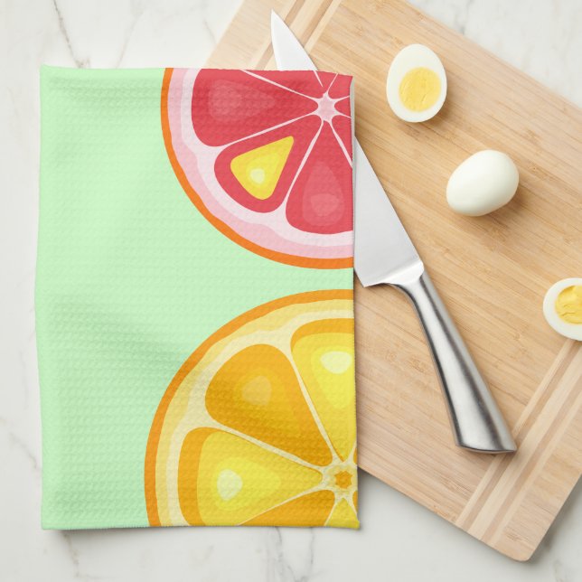 TROPICAL Citrus SUMMER FRUIT Orange lemons Slice Tea Towel (Quarter Fold)