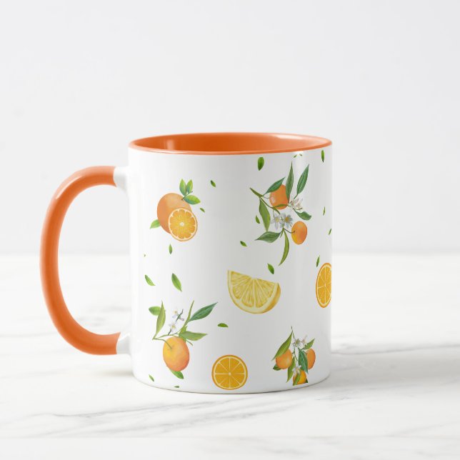 Tropical Citrus SUMMER Orange lemon Slice Mug (Left)