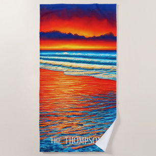 Tropical Clear Ocean Sunset Beach Towel