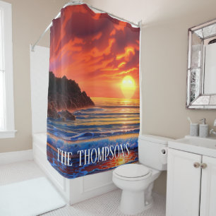 Tropical Clear Ocean Sunset Clouds Shower Curtain