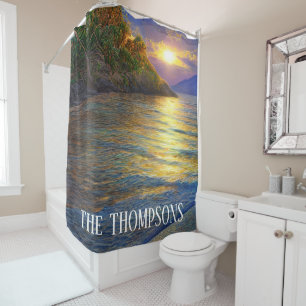 Tropical Clear Ocean Sunset Shower Curtain