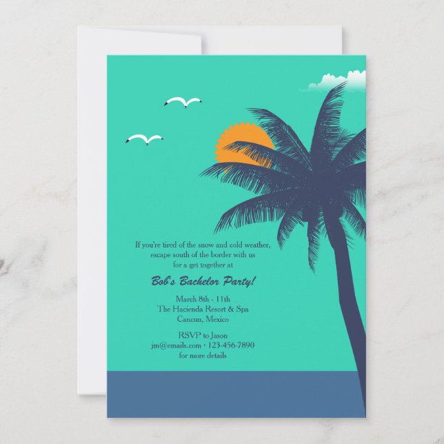 Tropical Climate Bachelor/Bachelorette Party Inv Invitation (Front)