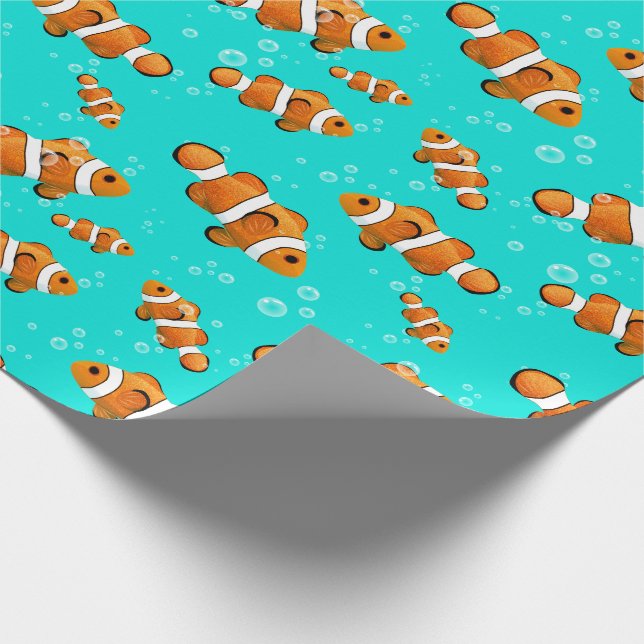 Tropical Clownfish & Bubbles Pattern Wrapping Paper (Corner)