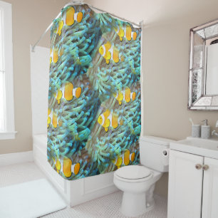 Tropical Clownfish Fish Beach Ocean Shower Curtain