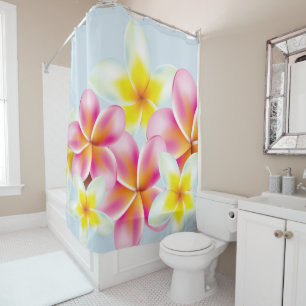 Tropical Cluster of Plumeria Flowers Shower Curtain