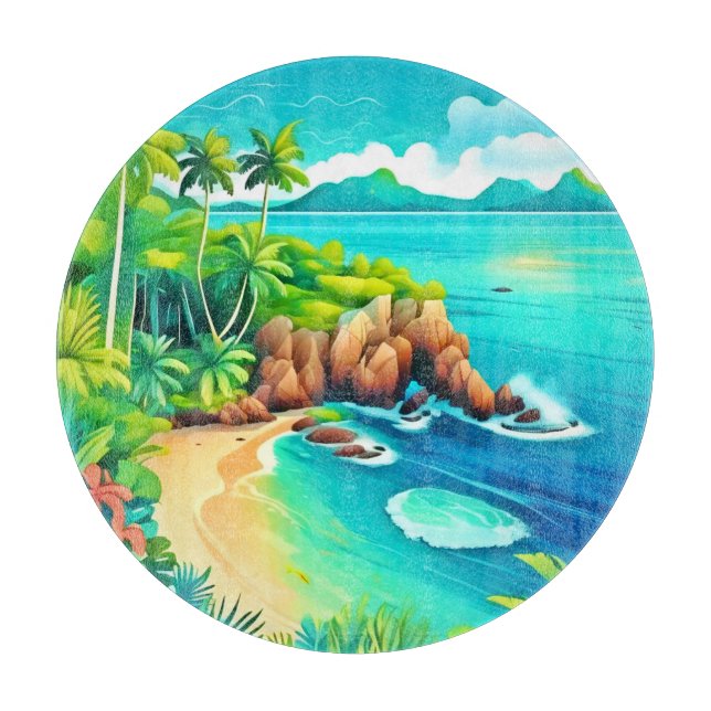 Tropical Coast Bliss Design Cutting Board (Front)
