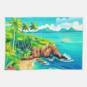 Tropical Coast Bliss Design Tea Towel