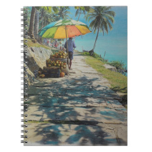 Tropical Coast Fruit Vendor Umbrella Art Notebook