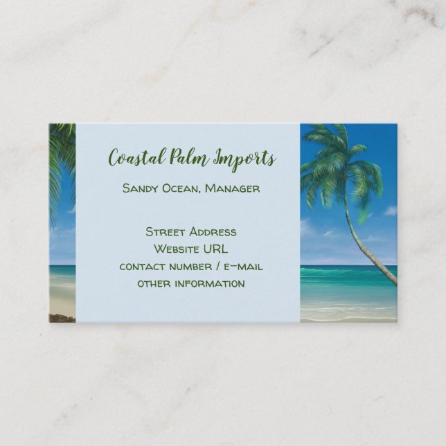 Tropical Coast Paradise Business Cards (Front)