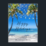Tropical Coastal Beach Christmas Holiday Card<br><div class="desc">Tropical Coastal Beach Christmas Holiday Card - features a gorgeous,  tropical beach,  with glowing string lights and pretty script typography. Holiday Postcard is part of a collection.</div>