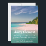 Tropical Coastal Beach Christmas Holiday Card<br><div class="desc">Vintage beach Christmas holiday card featuring a tropical beach setting with seasons greetings,  and your name. Easy to customise.</div>