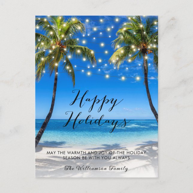 Tropical Coastal Beach Christmas Holiday Card  (Front)