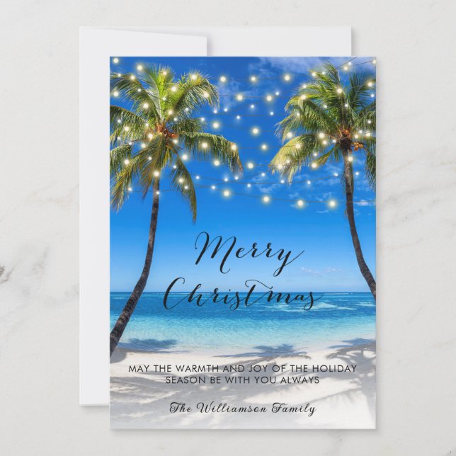 Tropical Coastal Beach Christmas Holiday Card  (Front)