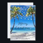 Tropical Coastal Beach Christmas Holiday Card<br><div class="desc">Tropical Coastal Beach Christmas Holiday Card - Send a little bit of paradise to your family and friends this holiday season. Christmas card features a gorgeous, tropical beach scene with glowing string lights and pretty modern script lettering that reads "Merry Christmas" and "MAY THE WARMTH AND JOY OF THE HOLIDAY...</div>