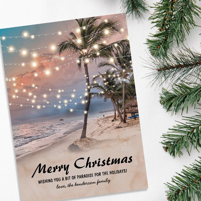 Tropical Coastal Beach Christmas Holiday Card (Creator Uploaded)