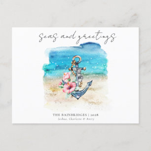 Tropical Coastal Beach Christmas Holiday Card 