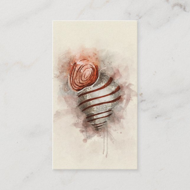 Tropical Coastal Beach Sea Shell Watercolor Business Card (Front)