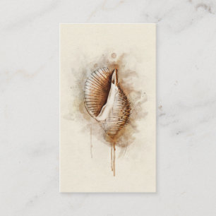 Tropical Coastal Beach Sea Shell Watercolor Business Card