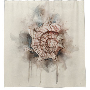 Tropical Coastal Beach Seashell Painting Shower Curtain